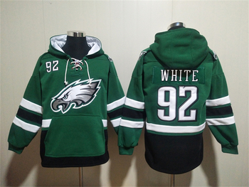 Philadelphia Eagles 92# white stitched hoodie with pocket MEN WOMEN YOUTH S-6XL SIZE