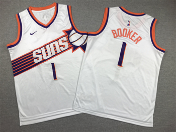 #1 Devin Booker Phoenix Suns Fast Break  basketball Jersey Association Edition White MEN WOMEN YOUTH S-6XL SIZE