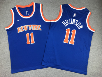 #11 Jalen Brunson New York Knicks Blue 202324 City Edition Swingman basketball Jersey-blue