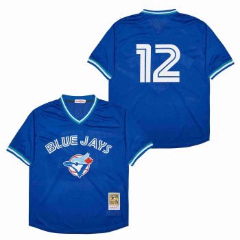 #12 Roberto Alomar Toronto Blue Jays Jersey Mitchell & Ness blue men women youth size S-6XL