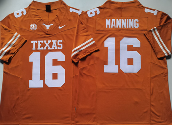 Texas Longhorns Yellow 16 MANNING SEC patch Football Jersey MEN WOMEN YOUTH S-6XL SIZE