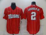 #2 Jazz Chisholm Jr. Miami Marlins stitched Red City Connect baseball jersey