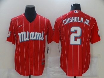 #2 Jazz Chisholm Jr. Miami Marlins stitched Red City Connect baseball jersey MEN WOMEN YOUTH S-6XL SIZE