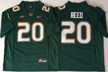 2018 Miami Hurricanes Green 20 REED Football Jersey MEN WOMEN YOUTH S-6XL SIZE