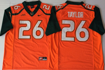 2018 Miami Hurricanes Orange 26 TAYLOR Football Jersey MEN WOMEN YOUTH S-6XL SIZE