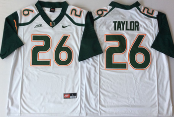 2018 Miami Hurricanes White 26 TAYLOR Football Jersey MEN WOMEN YOUTH S-6XL SIZE