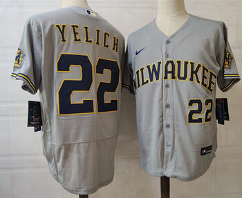 #22 Christian Yelich Gray Milwaukee Brewers Road baseball jersey MEN WOMEN YOUTH S-6XL SIZE