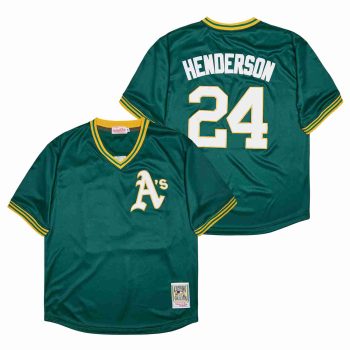 #24 Rickey Henderson Jersey Old Classic Style green jersey Uniform men women youth size S-6XL