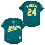 #24 Rickey Henderson Jersey Old Classic Style green jersey Uniform retro men women youth size S-6XL
