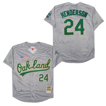 #24 Rickey Henderson Jersey Old Classic Style grey jersey Uniform men women youth size S-6XL