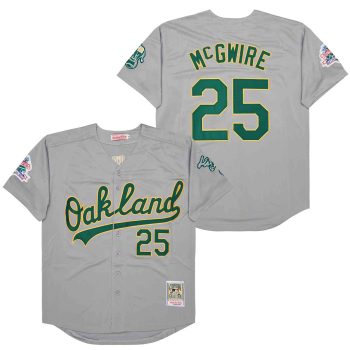 #25 Mark McGwire Oakland A’s retro Jersey gray men women youth size S-6XL