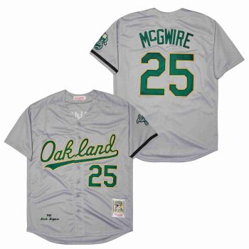 #25 Mark McGwire Oakland A’s retro Jersey gray version men women youth size S-6XL