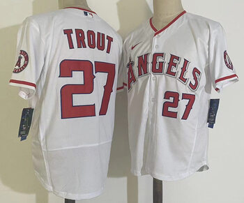 #27 Mike Trout White Los Angeles Angels Home Elite baseball jersey MEN WOMEN YOUTH S-6XL SIZE