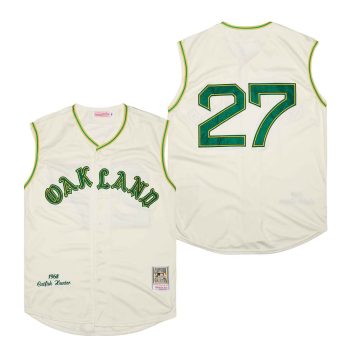 #27 No Name Oakland A’s retro Jersey cream sleeveless men women youth size S-6XL