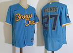 #27 Willy Adames Powder Blue Milwaukee Brewers City Connect Limited baseball jersey