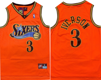 #3 Allen Iverson Philadelphia 76ers Basketball jersey orange MEN WOMEN YOUTH S-6XL SIZE