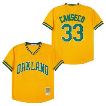 #33 Jose Canseco Oakland A’s retro Jersey yellow men women youth size S-6XL