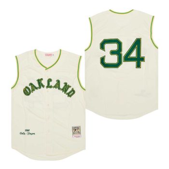 #34 No Name Oakland A’s retro Jersey cream sleeveless men women youth size S-6XL