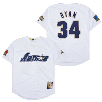 #34 Nolan Ryan Houston Astros retro baseball Jersey white men women youth size S-6XL