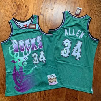 #34 Ray Allen Milwaukee Bucks Mitchell & Ness Hardwood Classics basketball Jersey MEN WOMEN YOUTH S-6XL SIZE