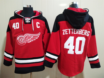 #40 ZETTERBERG Detroit Red Wings stitched hoodie jersey red 2 MEN WOMEN YOUTH S-6XL SIZE
