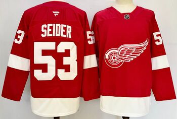#53 Moritz SeiderDetroit Red Wings stitched hockey jersey red MEN WOMEN YOUTH S-6XL SIZE