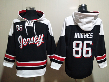 #86 Jack Hughes New Jersey Devils Breakaway stitched hoodie jersey-black MEN WOMEN YOUTH S-6XL SIZE