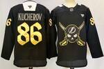 #86 Nikita Kucherov Blue Tampa Bay Lightning stitched hockey jersey-black