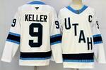 #9 Clayton Keller Utah Hockey stitched hockey jersey with C patch-white