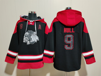 #9 HULL CHICAGO BLACKHAWKS stitched hoodie jersey-black MEN WOMEN YOUTH S-6XL SIZE