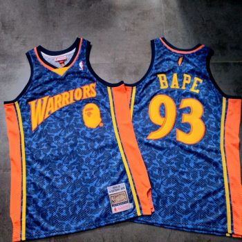 #93 BAPE X Mitchell & Ness Special Edition Golden State Warriors Jersey Swingman Version MEN WOMEN YOUTH S-6XL SIZE