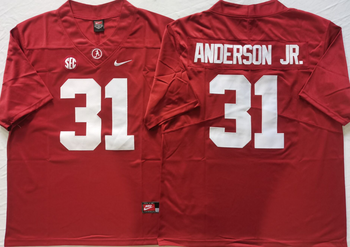 Alabama Crimson Tide Red 31 ANDERSON JR  Football Jersey MEN WOMEN YOUTH S-6XL SIZE