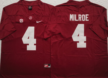 Alabama Crimson Tide Red  4 MILROE Football Jersey MEN WOMEN YOUTH S-6XL SIZE