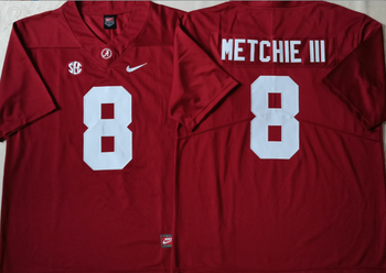 Alabama Crimson Tide Red  8 METCHIE III Football Jersey MEN WOMEN YOUTH S-6XL SIZE
