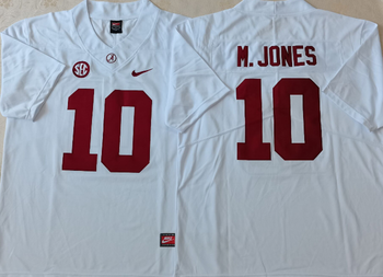Alabama Crimson Tide White 10 M.JONES Football Jersey MEN WOMEN YOUTH S-6XL SIZE