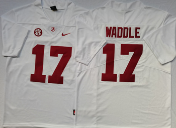 Alabama Crimson Tide White 17 WADDLE  Football Jersey MEN WOMEN YOUTH S-6XL SIZE