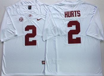 Alabama Crimson Tide White 2 HURTS  Football Jersey MEN WOMEN YOUTH S-6XL SIZE