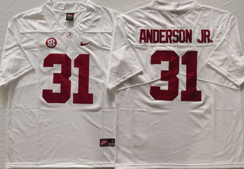 Alabama Crimson Tide White 31 ANDERSON JR Football Jersey MEN WOMEN YOUTH S-6XL SIZE