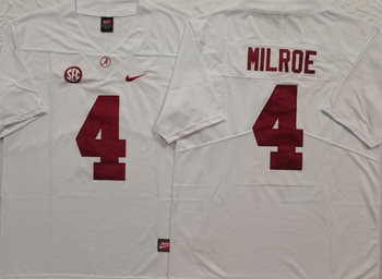 Alabama Crimson Tide White 4 MILROE Football Jersey MEN WOMEN YOUTH S-6XL SIZE