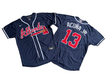 Atlanta Braves 13# Ronald Acuna Jr. Navy Alternate Replica Player Name Jersey MEN WOMEN YOUTH S-6XL SIZE