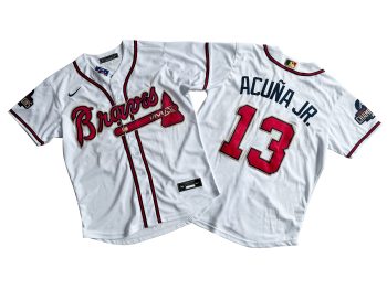 Atlanta Braves Ronald Acuna Jr. White 2022 Gold Program Replica Player Jersey MEN WOMEN YOUTH S-6XL SIZE