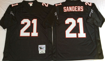 Atlanta Falcons Black #21 SANDERS Mitchell & Ness Football Jersey Retro men women youth size S-6XL