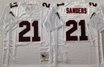 Atlanta Falcons White #21 SANDERS Mitchell & Ness Football Jersey Retro men women youth size S-6XL