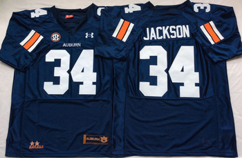 Auburn Tigers Blue 34 JACKSON Football Jersey MEN WOMEN YOUTH S-6XL SIZE