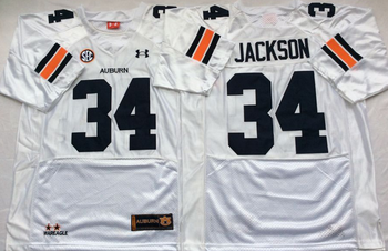 Auburn Tigers White 34 JACKSON Football Jersey MEN WOMEN YOUTH S-6XL SIZE