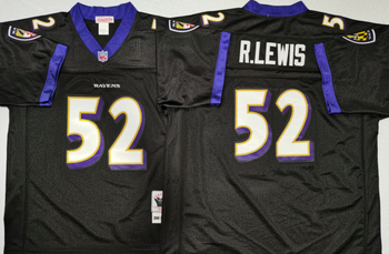 BALTIMORE RAVENS Black #52 LEWIS Mitchell & Ness Football Jersey Retro men women youth size S-6XL
