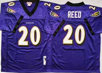 BALTIMORE RAVENS Purple #20 REED Mitchell & Ness Football Jersey Retro men women youth size S-6XL