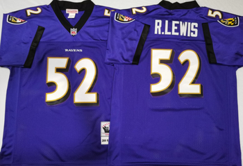BALTIMORE RAVENS Purple #52 LEWIS Mitchell & Ness Football Jersey Retro men women youth size S-6XL