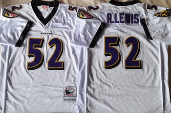 BALTIMORE RAVENS White #52 LEWIS Mitchell & Ness Football Jersey Retro men women youth size S-6XL
