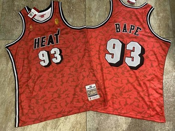 BAPE x MITCHELL & NESS Miami Heat embroidery basketball jersey MEN WOMEN YOUTH S-6XL SIZE